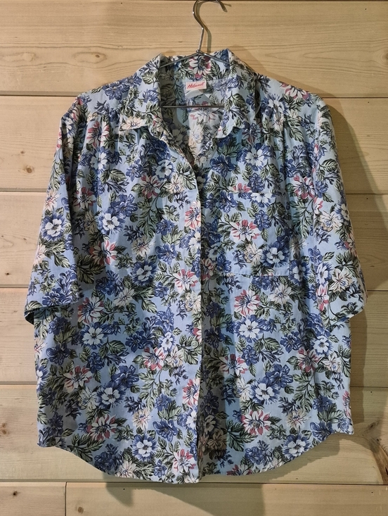 Haband Tops - Vintage Haband Light Blue Floral Button Down Shirt Women Size XL 24x27